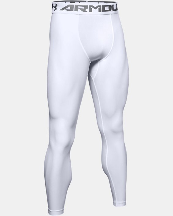 Men's HeatGear® Armour Compression Leggings, White, pdpMainDesktop image number 4